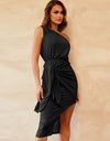 Slit Tied Single Shoulder Dress