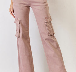 RISEN Full Size High Rise Cargo Wide Leg Jeans