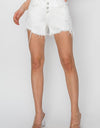 RISEN Button Fly Frayed Hem Denim Shorts