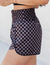 Checkered Elastic Waist Shorts