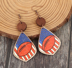 Printed Wooden Dangle Earrings