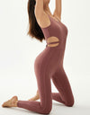 Cutout Asymmetrical Neck Active Jumpsuit