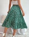 Printed Ruffle Hem Midi Skirt