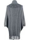 Fringe Detail Open Front Poncho