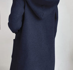 Ribbed Open Front Hooded Cardigan with Pockets