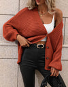 Button Down Horizontal-Ribbing Longline Cardigan