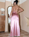 Backless Crisscross Ruched Split Satin Dress