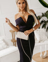 Off-Shoulder Zip-Back Slit Dress