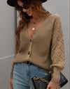 Rib-Knit Plunge Raglan Sleeve Cardigan