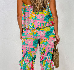 Ruffled Printed Tube Jumpsuit