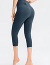 Wide Waistband Cropped Active Leggings with Pockets