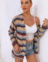 Striped Long Sleeve Open Front Cardigan