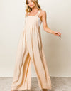 BiBi Texture Sleeveless Wide Leg Jumpsuit