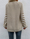 Striped V-Neck Button-Down Cardigan