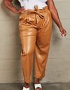 HEYSON Powerful You Full Size Faux Leather Paperbag Waist Pants