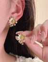 Alloy Drip Oil Flower Stud Earrings