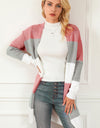 Striped Open Front Long Sleeve Cardigan