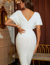 Beaded Dolman Sleeve Surplice Bodycon Dress