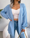 Cable-Knit Open Front Pocketed Cardigan