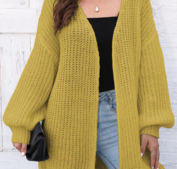 Open Front Dropped Shoulder Longline Cardigan