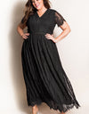 V-Neck Short Sleeve Lace Maxi Dress