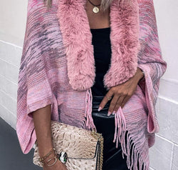 Open Front Fringe Hem Poncho