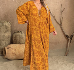 Plus Size Printed Slit Long Sleeve Dress