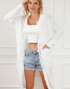 Fringe Pocketed Dropped Shoulder Cardigan