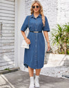 Button Up Dropped Shoulder Denim Dress