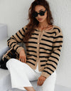 Woven Right Striped Button Front Cardigan