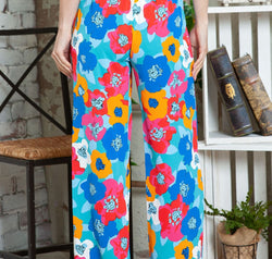 Printed Drawstring Wide Leg Pants