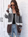 Color Block Open Front Cardigan