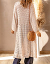 Dropped Shoulder Long Sleeve Crochet Duster Cardigan