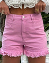 Raw Hem High Waist Denim Shorts