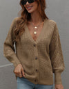 Rib-Knit Plunge Raglan Sleeve Cardigan