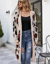 Leopard Open Front Cardigan with Pockets