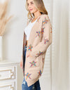 Star Pattern Open Front Longline Cardigan