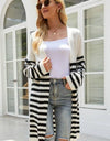 Striped Open Front Longline Cardigan