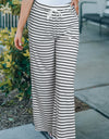 Striped Drawstring Waist Wide Leg Pants