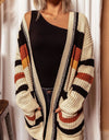 Striped Open Front Longline Cardigan