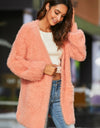 Open Front Fuzzy Cardigan with Pockets