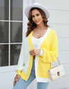 Open Front Contrast Color Balloon Sleeve Cardigan