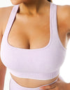 Ribbed Scoop Neck Sleeveless Sports Bra