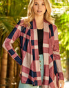 Plaid Open Front Cardigan