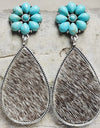 Turquoise Flower Teardrop Earrings