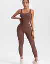 Wide Strap Sleeveless Active Jumpsuit