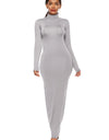 Mock Neck Long Sleeve Maxi Slim Dress