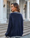 Buttoned V-Neck Long Sleeve Cardigan