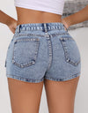 Mid-Rise Waist Denim Shorts with Pockets