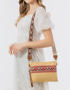 Geometric Straw Weave Crossbody Bag